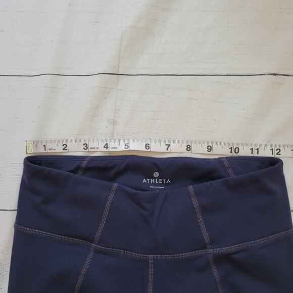 Athleta Size S Navy Mixed Fabric Ankle Warmer Leggings Gym Workout Yoga - Picture 2 of 7